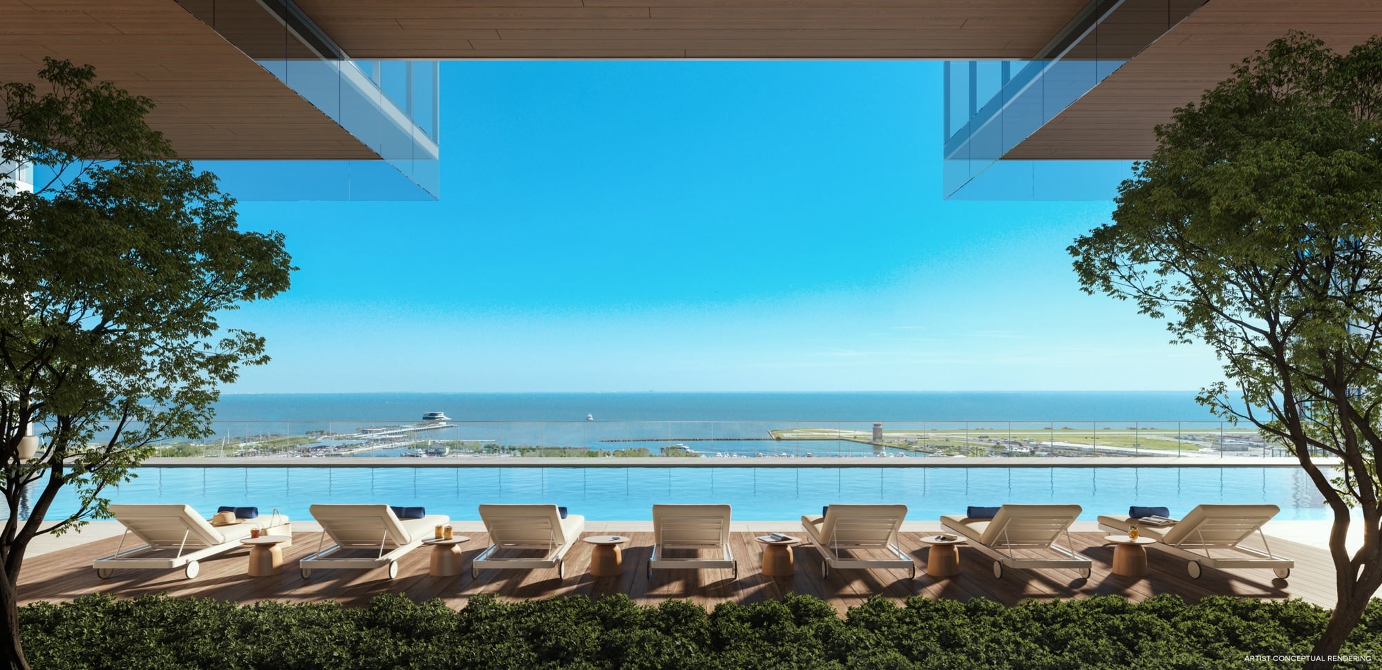 Waldorf Astoria — Rooftop Pool Deck with Bay Views