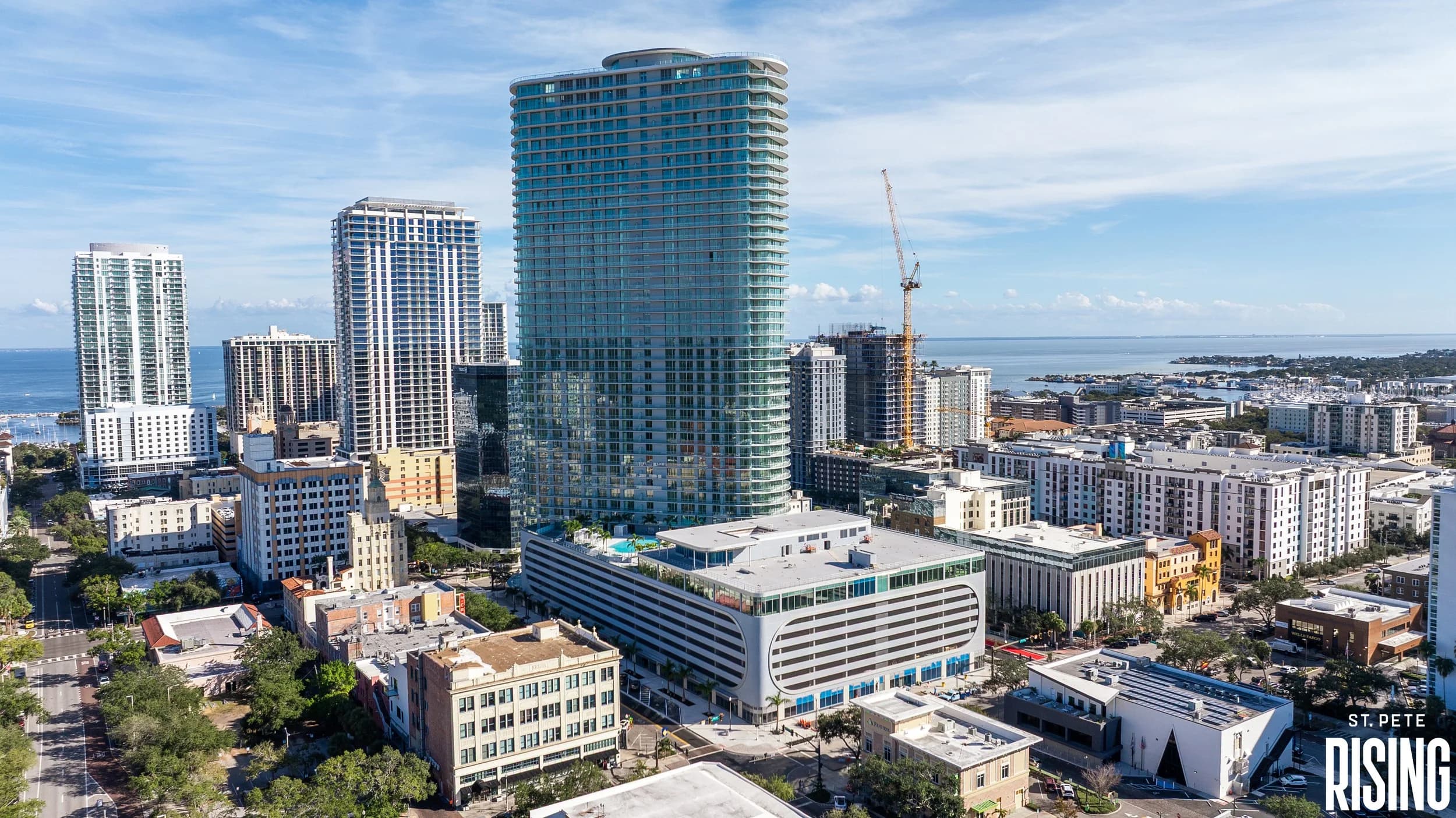 400 Central rising above downtown